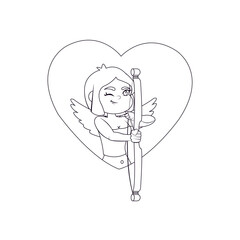 Cupid cartoon in a heart. Angel of love - VEctor