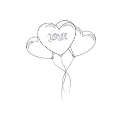 Isolated heart balloons. Valentines day - Vector illustration