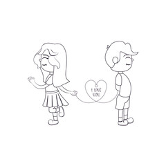 Isolated couple in love. Valentines day - Vector