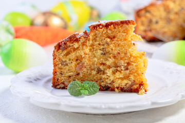 Piece of homemade carrot cake.