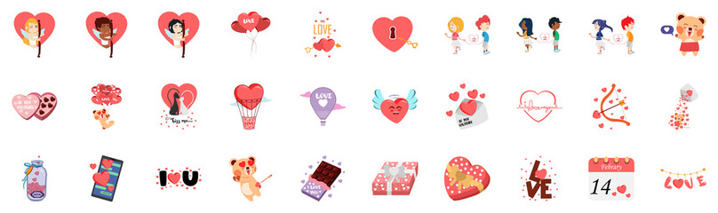 Set of valentines day icons - Vector illustration