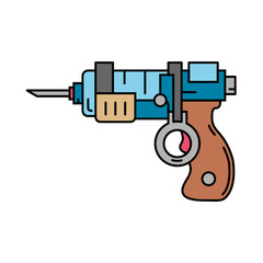 Line color medical healthcare art icon injection gun. Professional equipment symbol. Science, pharmacy, medic, chemistry background emblem element. Laboratory test. Vector medical outline illustration