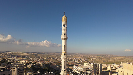 Mosque Tower minaret in Anata Refugees Camp, Jerusalem,aerial view
Drone view from east Jerusalem, close to pisgat zeev neighbourhood, Judean desert
