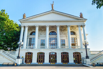 Facade of Sevastopol Drama Theater named after A. V. Lunacharsky. Shot in Sevastopol, Crimea