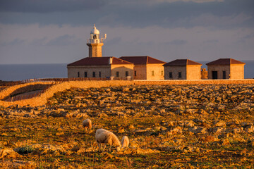 Punta Nati cape lighthouse, Ciutadella, Menorca, Balearic Islands, Spain