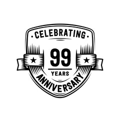 99 years anniversary celebration shield design template. Vector and illustration.