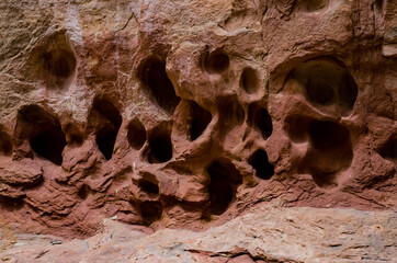 Eroded by water and wind cliffs in the canyon. Little Wild Horse Canyon. San Rafael Swell, Utah