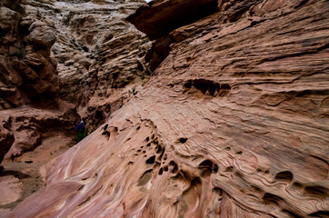 Eroded by water and wind cliffs in the canyon. Little Wild Horse Canyon. San Rafael Swell, Utah