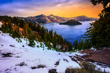 Sunset Views on Crater Lake, Crater Lake National Park, Oregon