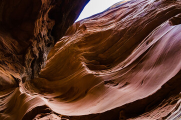 Eroded by water and wind cliffs in the canyon. Little Wild Horse Canyon. San Rafael Swell, Utah