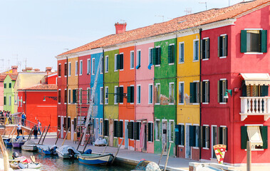 Colorful houses in venice italy on summer sunny day