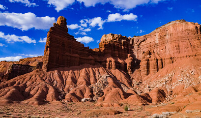 Layered clay and stone geological formations in Canyonlands NP is in Utah