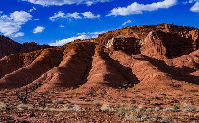 Layered clay and stone geological formations in Canyonlands NP is in Utah