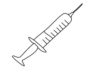 Syringe. Vaccination. Medicine items isolated. Vector hand drawn illustration in doodle style