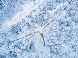 Luftaufnahme vom Teutoburger Wald im Winter, Oerlinghausen, Deutschland