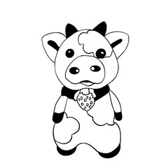 black and white calf art illustration line white background