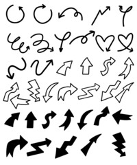 Arrows hand-drawn set icons Arrow icon Arrow vector collection Arrow Cursor Modern simple arrows Vector illustration