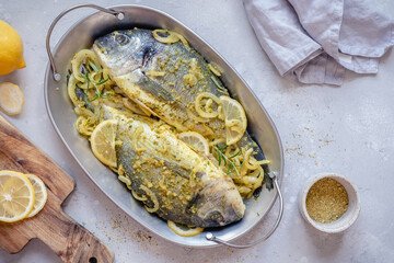 marinated with lemon, onion and spices