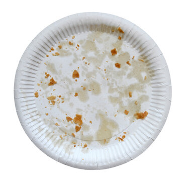 Disposable paper plate for food on a white background.