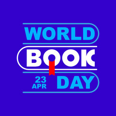 Books in a stack on a blue background. Stylish card for World Book Day. Vector, illustration