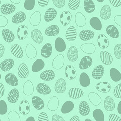 Easter seamless pattern with different eggs. 