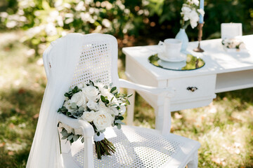elegant wedding bouquet of fresh natural flowers