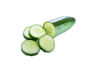 Cucumber on white. Fresh cucumber slices.