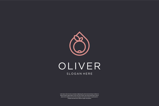 Minimalist elegant Olive Oil logo design with line art style