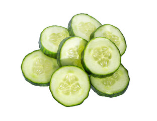 Cucumber on white. Fresh cucumber slices.
