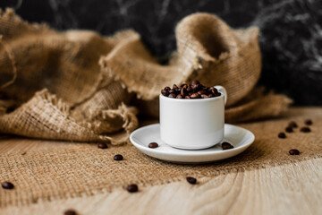 Cup with coffee beans