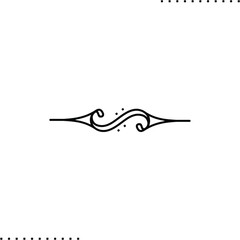 Ornamental filigree flourishes and thin divider vector icon in outline