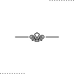 Ornamental filigree flourishes and thin divider vector icon in outline