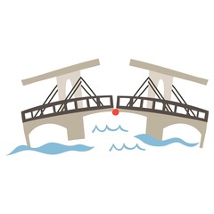 Vector Illustration of  a Famous Amsterdam Bridge . Vector image isolated on a white background. 