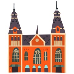 Vector Illustration of Amsterdam Building. Vector image isolated on a white background. 