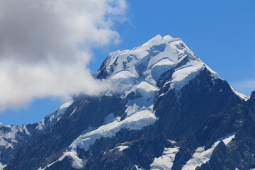 Peak of Mount Cook and cloud.
