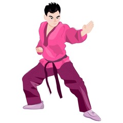Vector Illustration of Karate Guy. Vector image isolated on a white background. 