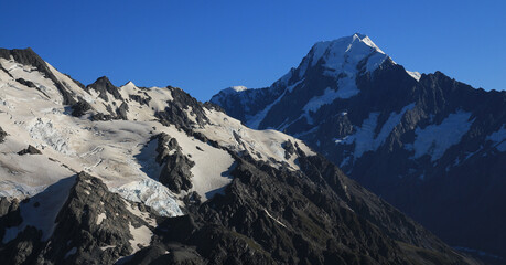 Fototapeta na wymiar View from a place near Mueller Hut. Glacier and Mount Cook.