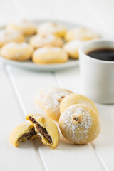 Cookies with chocolate cream. Sweet biscuits.