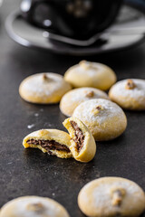 Cookies with chocolate cream. Sweet biscuits.