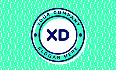 Monogram Logotype circle mint rounded premade logo alphabet characters waves background