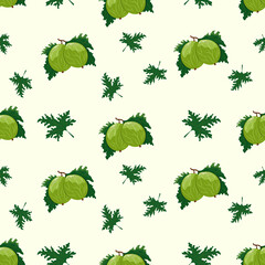 Gooseberry seamless pattern with leaves