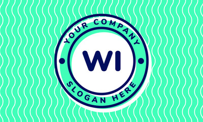 Monogram Logotype circle mint rounded premade logo alphabet characters waves background