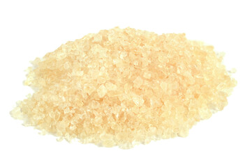 Closeup on Gelatin Powder Granules (Gelatine). Isolated on White.