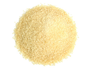 Gelatin Powder Heap (Gelatine). Top View. Isolated on White.