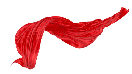 Beautiful flowing fabric of red wavy silk or satin. 3d rendering image.