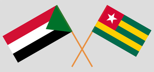 Crossed flags of the Sudan and Togo. Official colors. Correct proportio