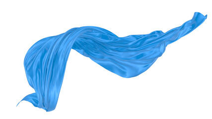 Fototapeta premium Beautiful flowing fabric of blue wavy silk or satin. 3d rendering image.