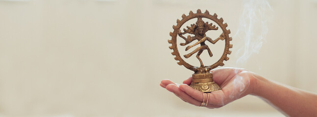 Yoga studio web banner - Statue of indian hindu god - 417946460