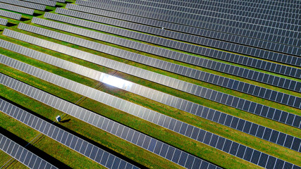 Solar panels in aerial view