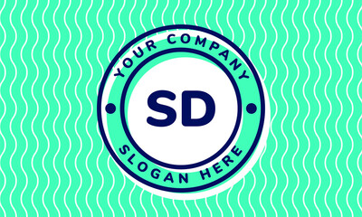 Monogram Logotype circle mint rounded premade logo alphabet characters waves background